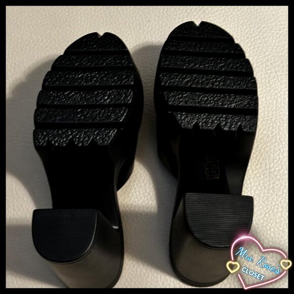 Women‘s Black Chunky High-Heeled Mules With Waterproof Platform Size 37. - Picture 2 of 3